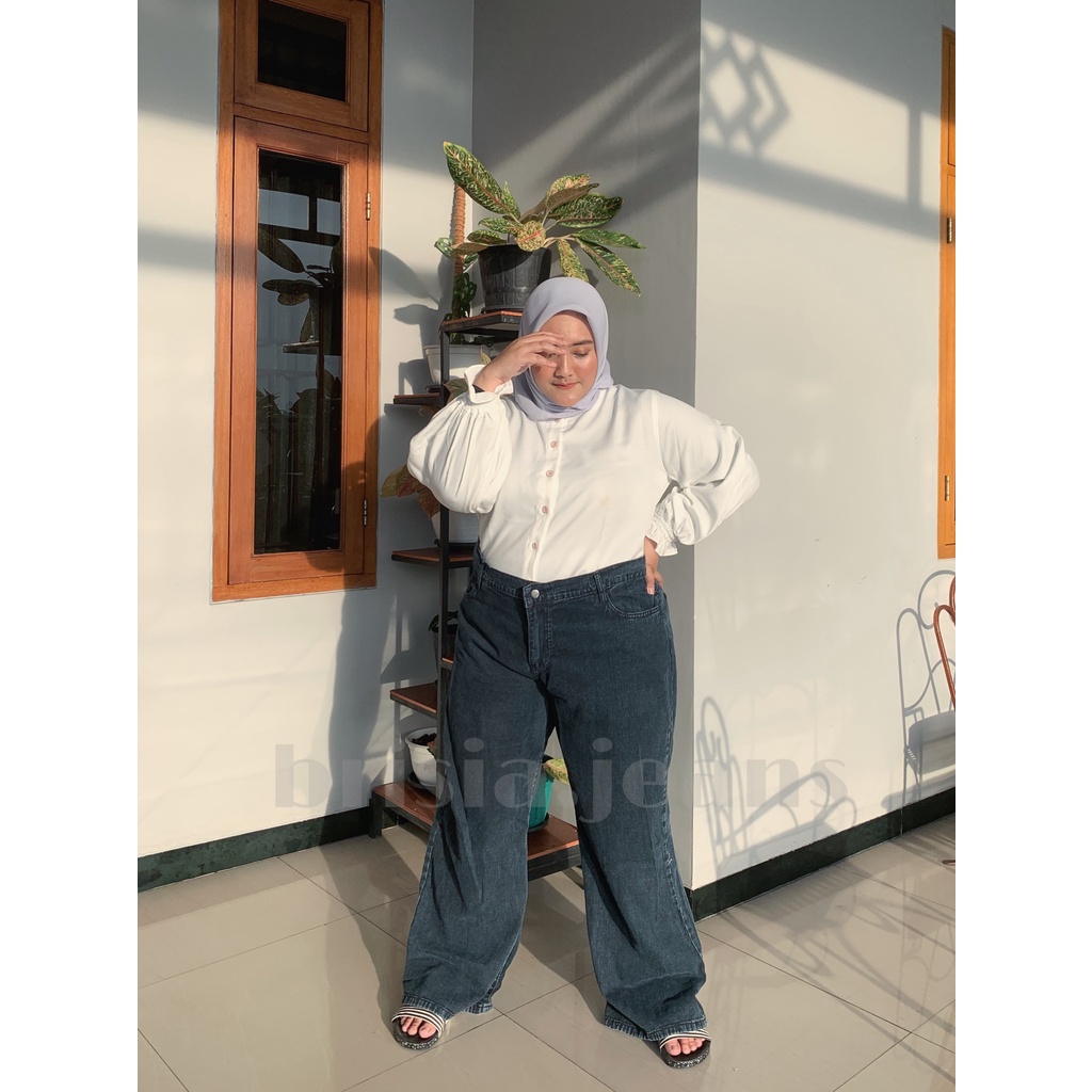 BRISIA JEANS - WENDY Boyfriend Jeans JUMBO - Snow Black - Black Size 34-38 / Loose Jeans BIGSIZE