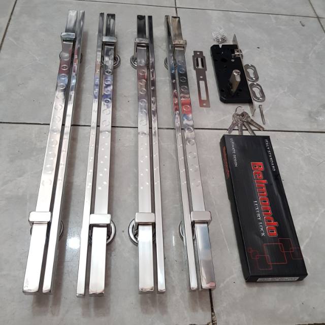 Handle pintu stainless minimalis 60cm 2set+kunci pelor PROMO