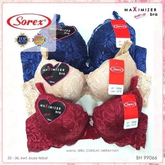 Bh wanita bra sorex brukat push up busa tebal ada kawat 32-36 - 32A