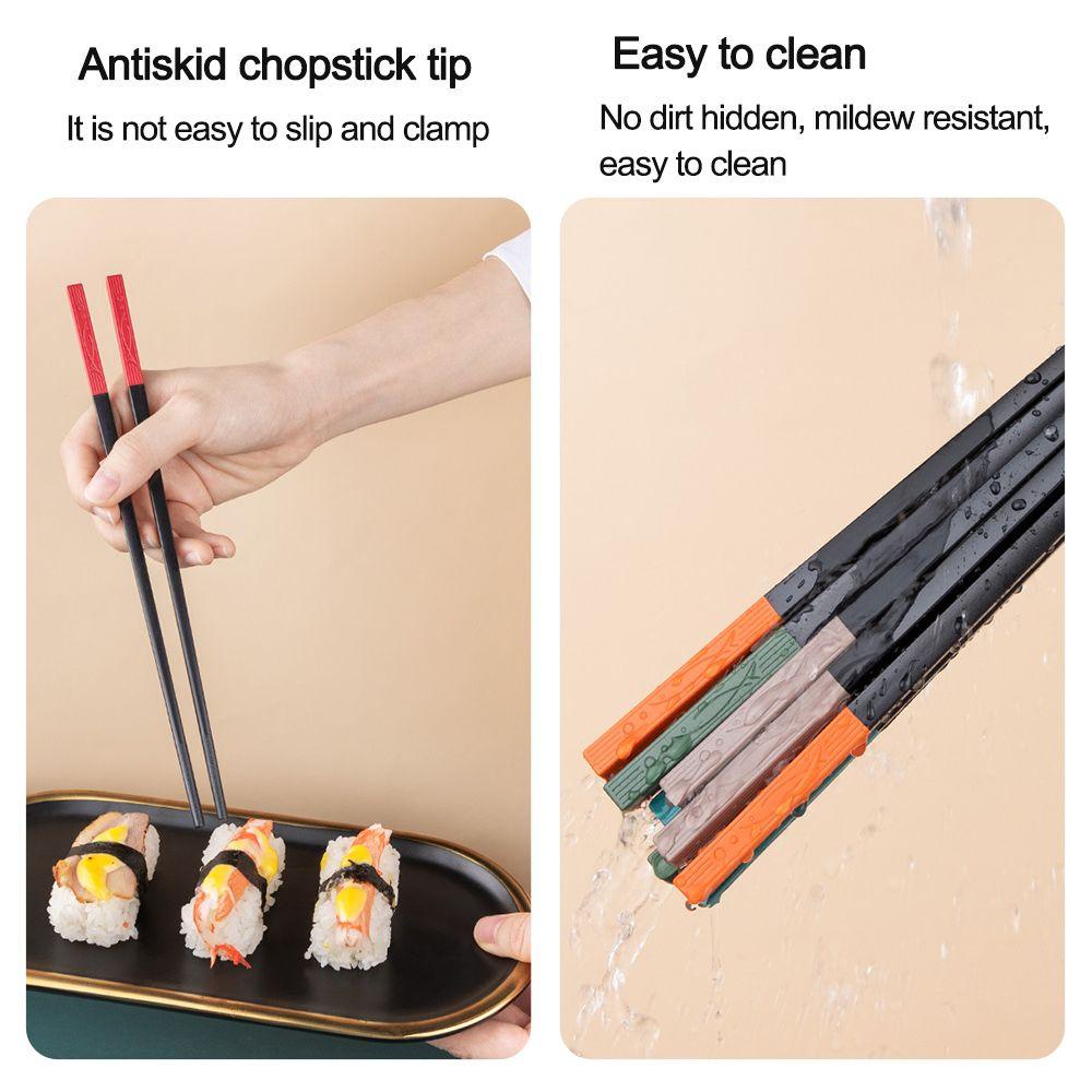 Preva 5pasang Sumpit China Tahan Suhu Tinggi Peralatan Makan Set Alloy Reusable