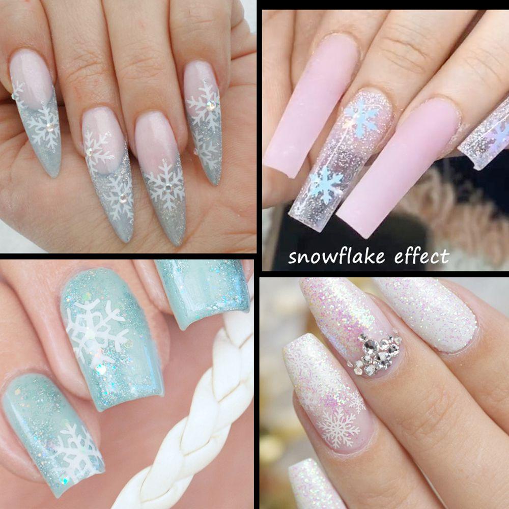 AUGUSTINA Augustina Snowflake Nail Sequin Laser Charm Glitter Flakes Snowflake Shiny DIY Nail Art Dekorasi