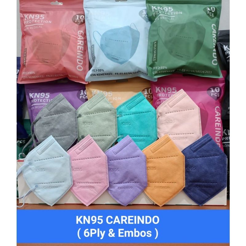 Masker KN95 CAREINDO 6 ply isi 10 pcs / sachet
