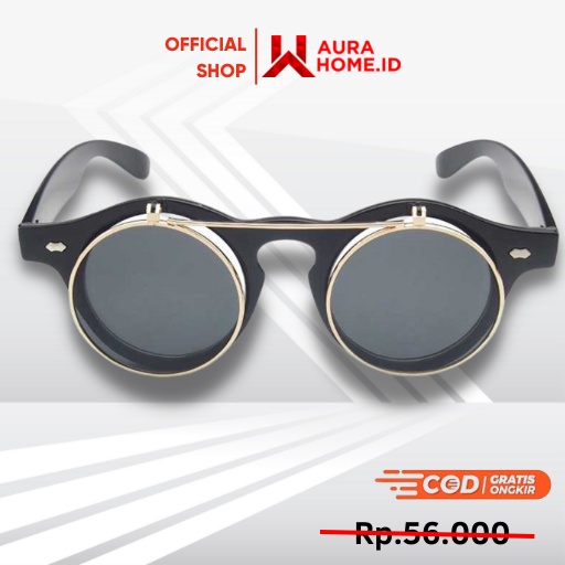 Kacamata Fashion Double Frame Steampunk / Kacamata Fashion Wanita Pria Kekinian Korea Anti Radiasi U