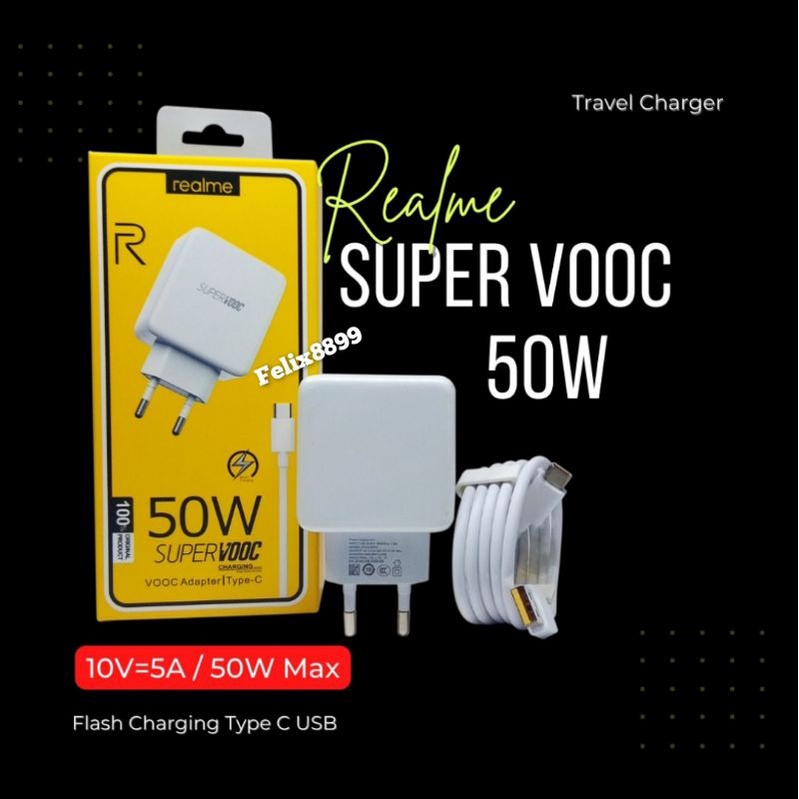 CHARGER CASAN REALME USB TYPE C SUPER VOOC FAST CHARGING 50W ORIGINAL - CHARGER CAS CARGER CASAN REALME X2 Pro REALME 7 REALME 6 REALME 6 PRO REALME 8 8 PRO REALME X3 X3 SUPERZOOM REALME 5 PRO REALM X REALME X2 REALME XT ORI