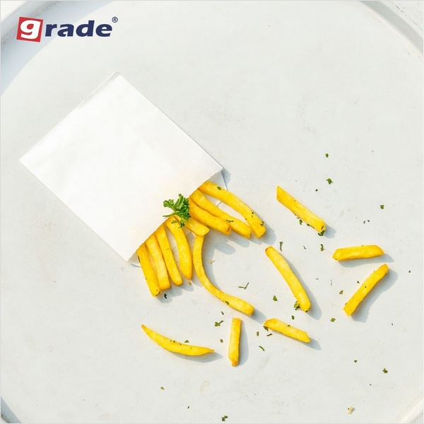 

Grade Paper Bag 11x10.5cm & 13x12.5cm isi 100pcs - Kantong Kertas Kentang Goreng - French Fries – Snack Donat