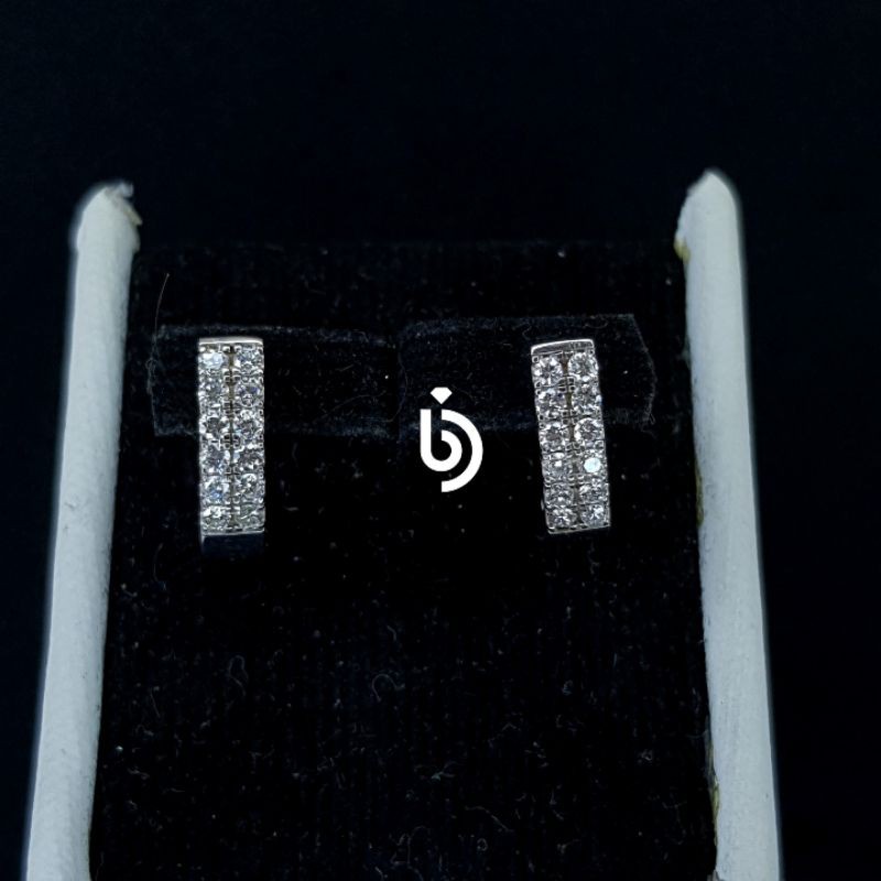 Anting Giwang Emas Putih Emas Berlian Asli Natural Diamond