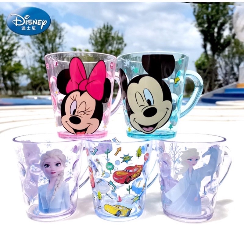 Gelas Mug Anak Transparant Disney 300ml Handle Gagang