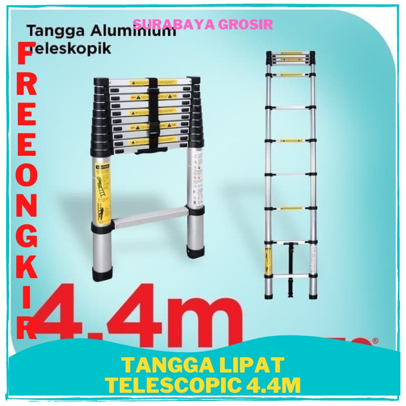 TANGGA ONDO LIPAT TELESCOPIC Alumunium Teleskopik 4.4M Tukang Benahin Rumah Baru Murah Praktis SG