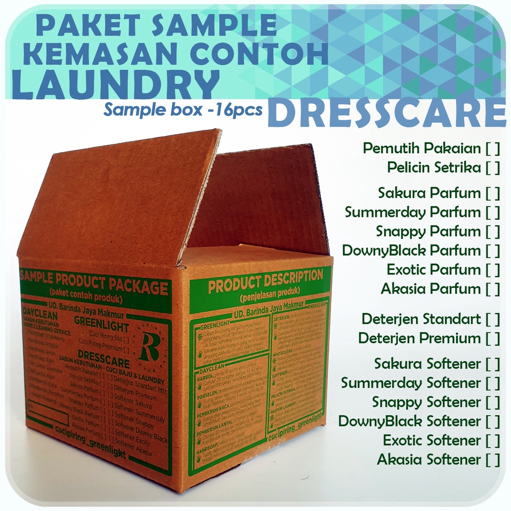 PAKET Contoh 16pcs - DRESSCARE Produk Kebutuhan LAUNDRY