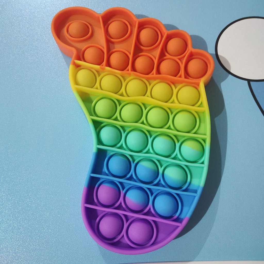 Oppolia Popit Murah Rainbow Foot Unicorn Fidget Push Pop Its Fidget Toy Kaki Rainbow-KAKI RAINBOW