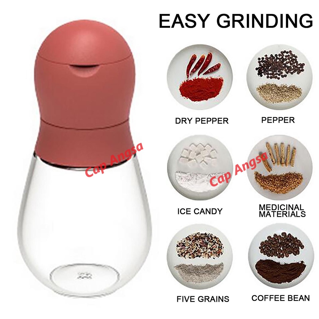 GRINDER LADA MERICA ROCK SALT GILINGAN PENGGILING MANUAL PEPPER MILL PUTAR ADJUSTABLE CERAMIC STAINLESS STEEL KERAMIK TEMPAT GILINGAN BUMBU