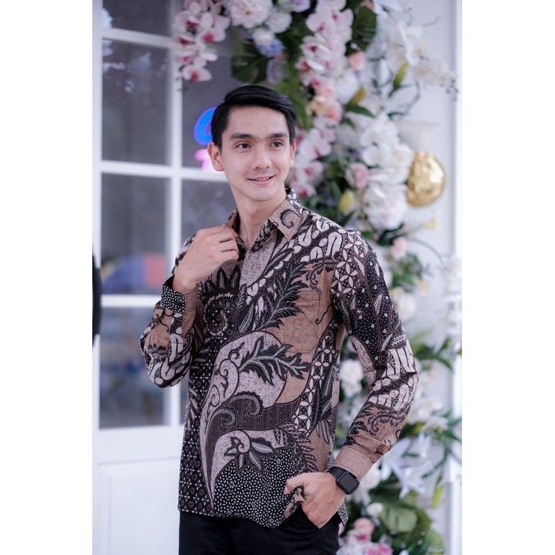 Batik Brokat Couple Kebaya Modern Kebaya Tunangan Kebaya Lamaran Kebaya Wisuda Kebaya Kondangan-Kemejanya maroon