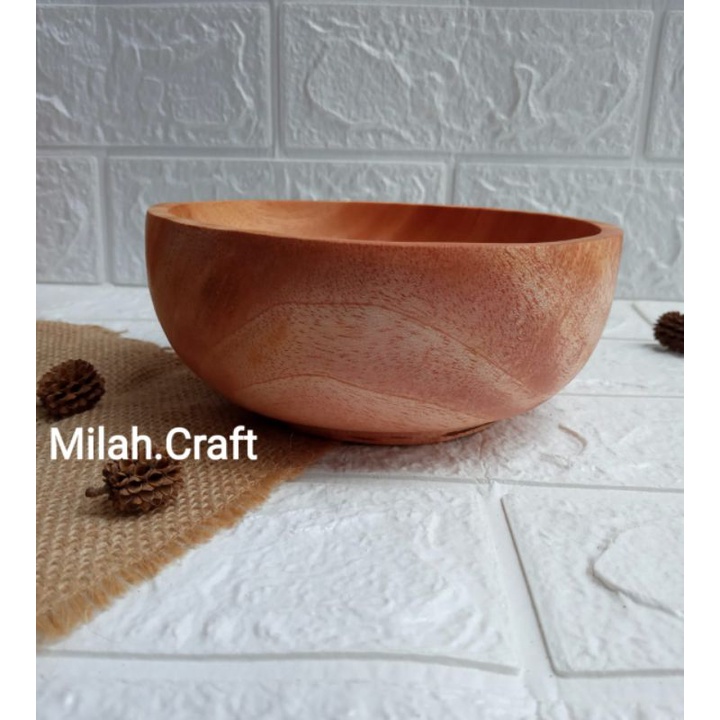 mangkok kayu/mangkok bakso/mangkok mie/mangkok kayu mahoni 15cm