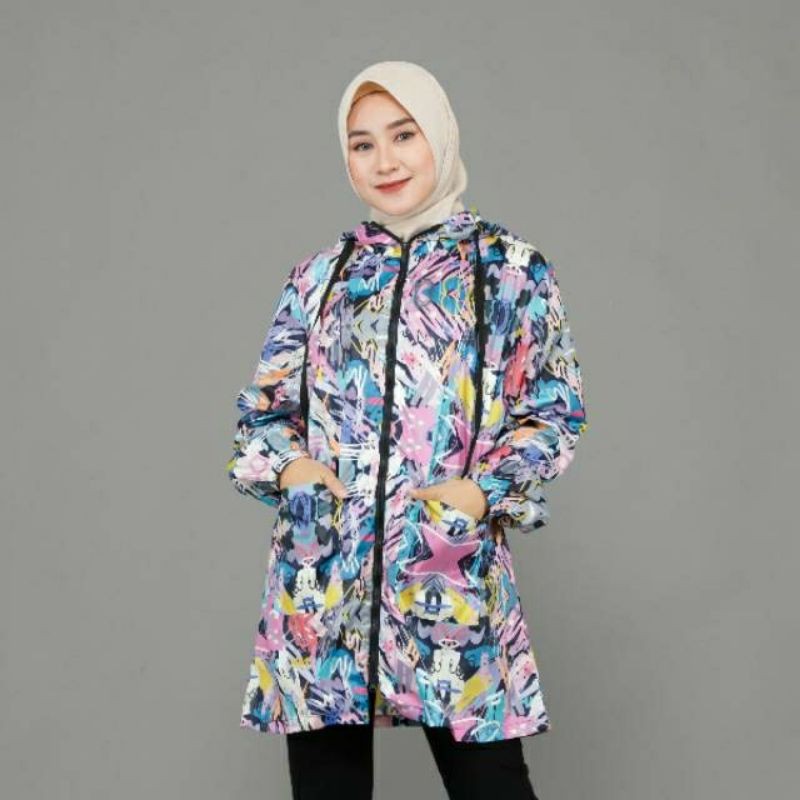 Lookaya Jaket Printing Wanita Bonus Pouch dan Masker