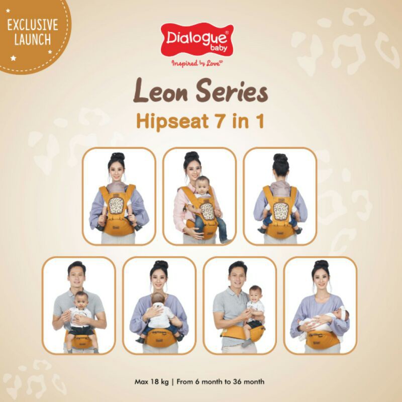 Gendongan Baby Hipseat Dialogue 7 in 1 Leon Glazy Series Gendongan Depan Bayi