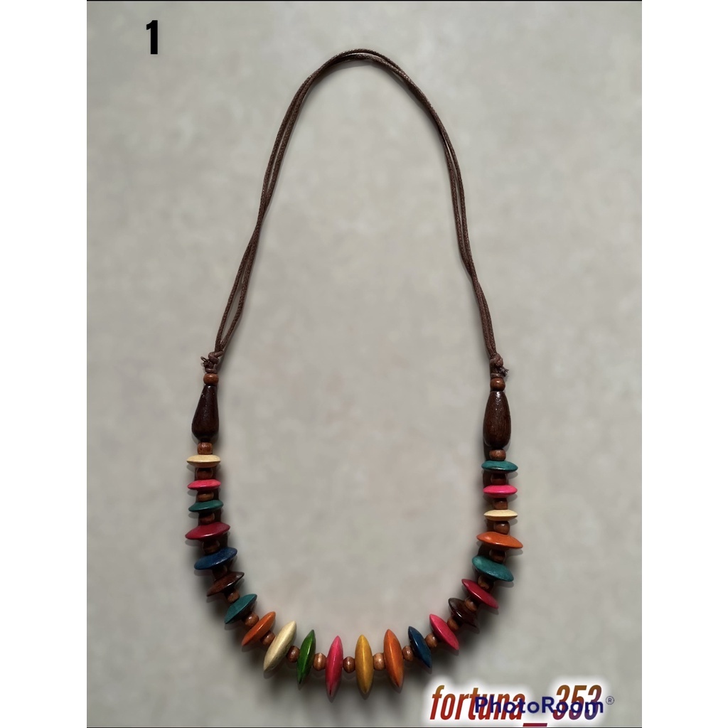 KALUNG ETNIK/ KALUNG WANITA HIJAB/ FASHION WANITA KAYU UKIR TALI KULIT