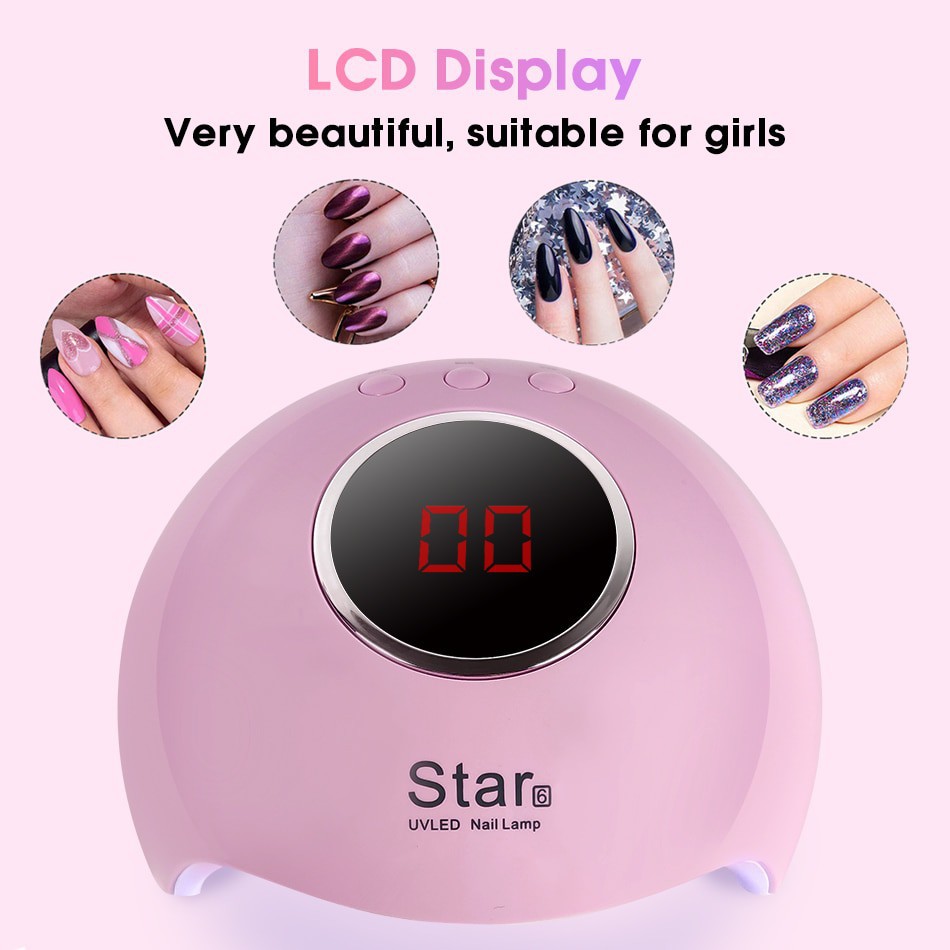 ROHWXY Pengering Kutek Kuku UV LED Nail Dryer 36W Star6 Pink 7RHR0VPN MINI-1 12 LED