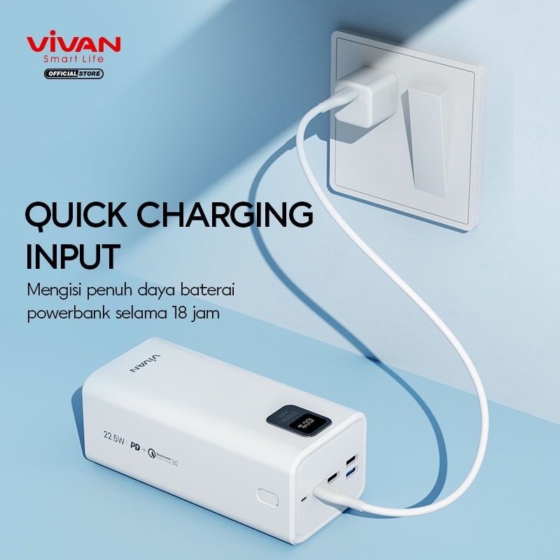 (Vroff Store) VIVAN VPB-B60 VPB B60 Power Bank 57000mAh Power Delivery Quick Charge 3.0 Garansi Original 2 Input 4 Output Fast Charging 20Watt