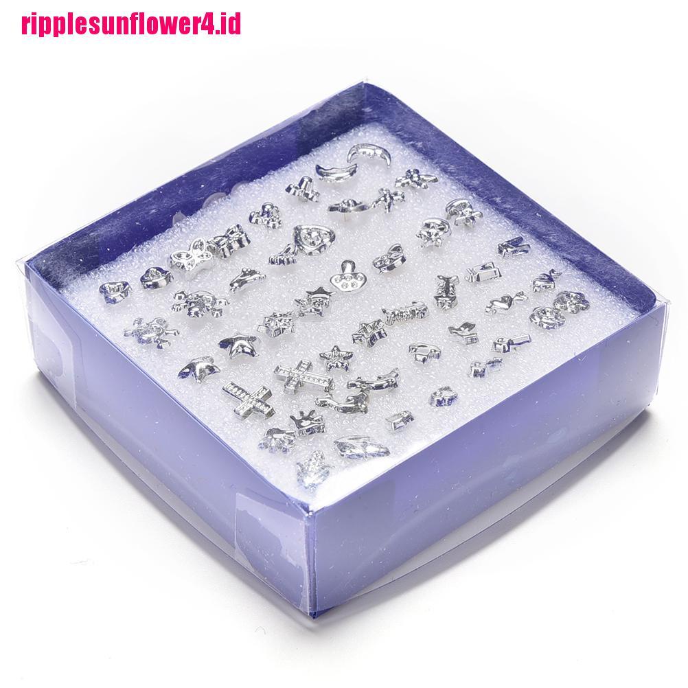 24 Pasang Anting Tusuk Bahan Plastik Lapis Silver