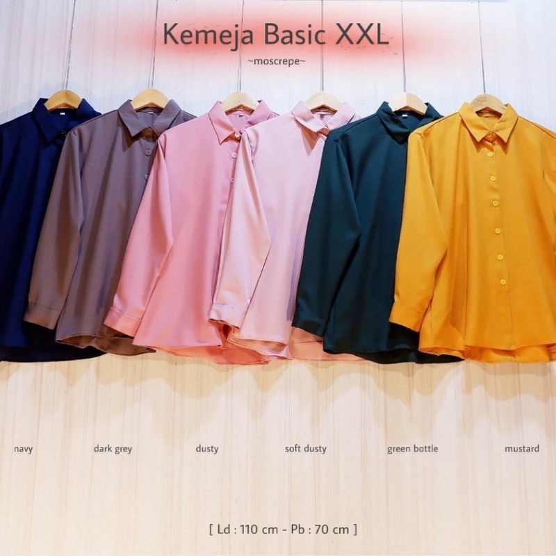 KEMEJA JUMBO POLOS KERJA WANITA LD 115 BASIC SHIRT