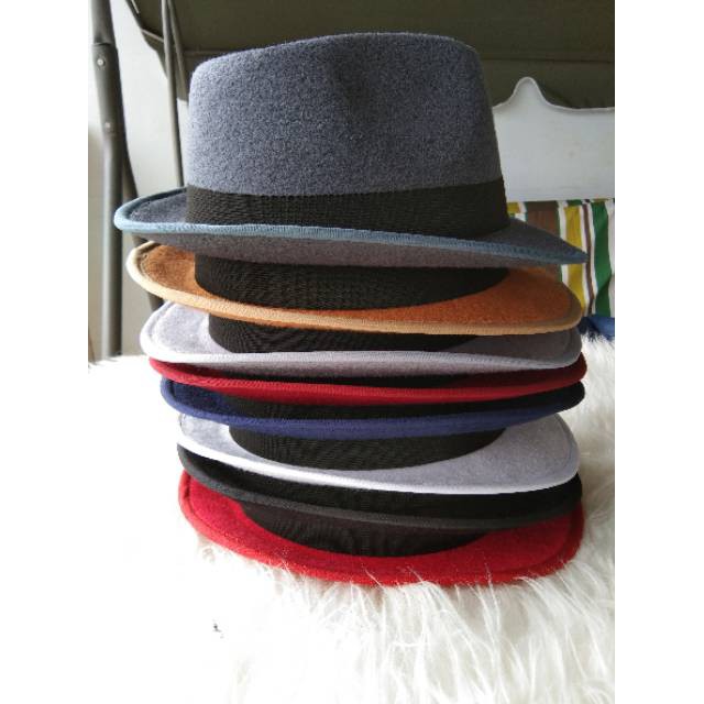 topi fedora ANAK laken polos outdoor