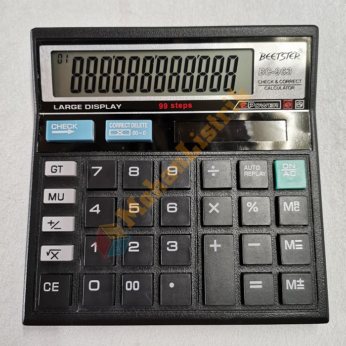 Kalkulator 12 Digit Beetster BC963 Calculator Solar Power Layar Besar