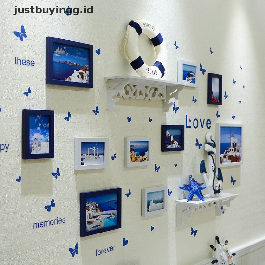 (Justbuyingg.Id) 10pcs / Set Kait Holder Frame Foto Warna Polos Tanpa Paku Untuk Dinding