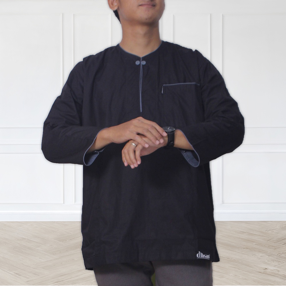 d'Ihsan - Baju Koko Lengan Panjang / Baju Muslim Pria / Baju Koko Pria Dewasa Remaja Model Klasik
