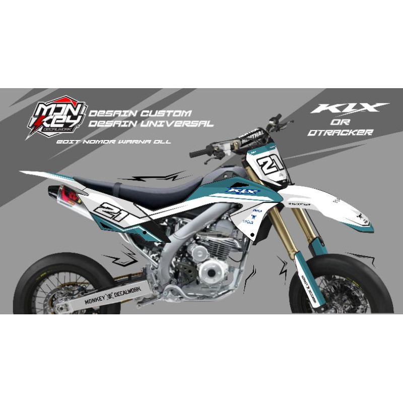 DECAL KLX D-TRACKER DEKAL STICKER TOSKA PUTIH SIMPLE CUSTOM