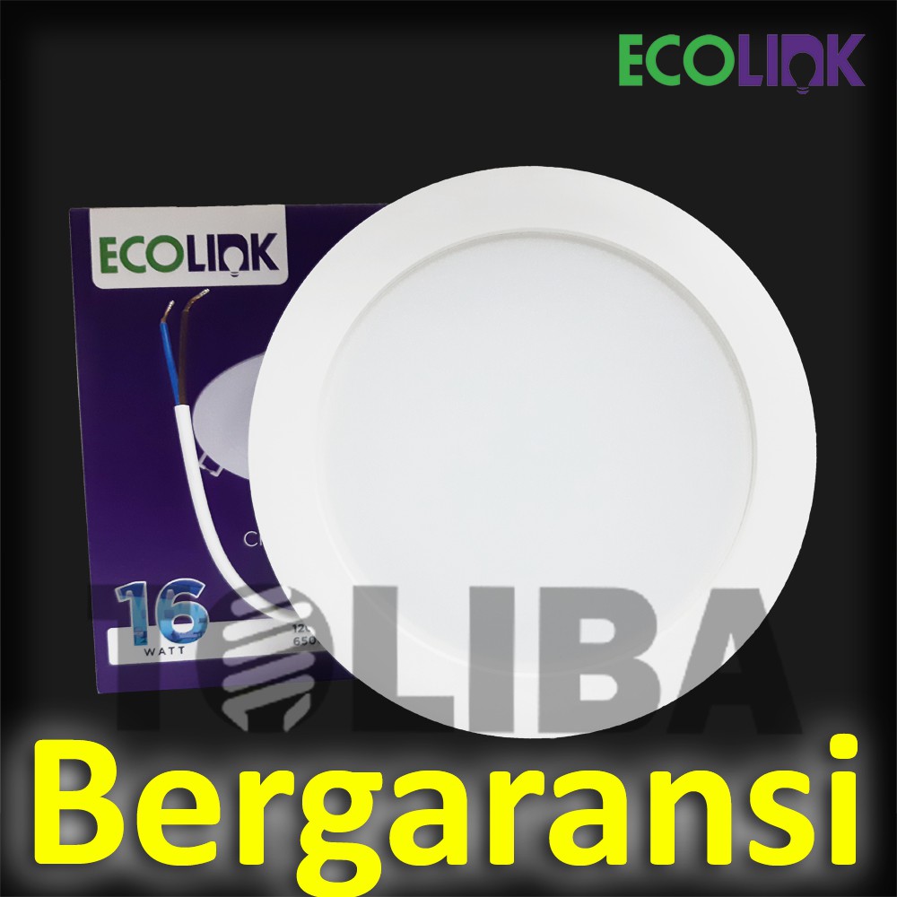 lampu downlight led ecolink 16w 16watt 16 w 16 watt / downlight plafon / putih / kuning garansi sni