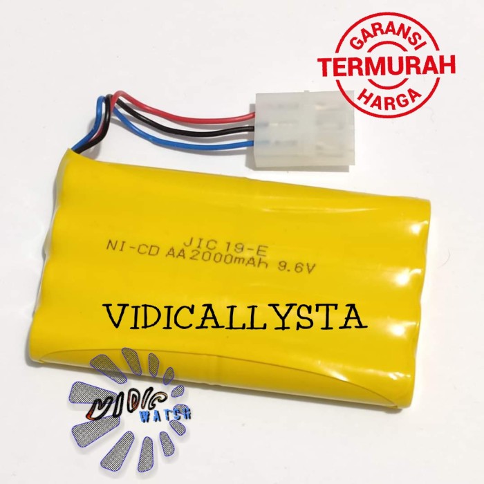 Baterai Ni-Cd RC AA 2000mAh 9.6V Model 3 Socket Putih isi 8