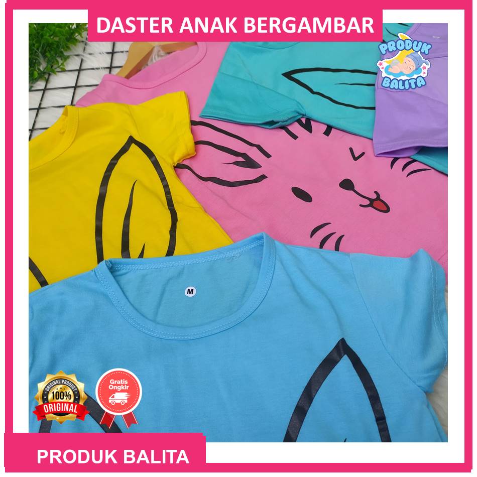 Daster Anak Kaos Dress Anak Polos Bergambar Karakter Lucu Termurah