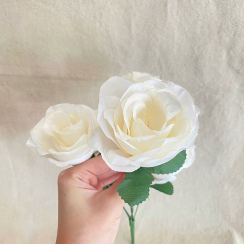 Bunga Mawar Rose Mangkok X5 (satuan)  Bunga Artificial / Bunga Plastik / Bunga Dekorasi / Pernikahan-2