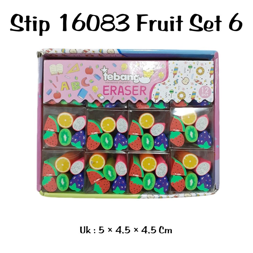 

STIP TB16083 / PENGHAPUS SET ISI 6 PCS MODEL BUAH. MURAH