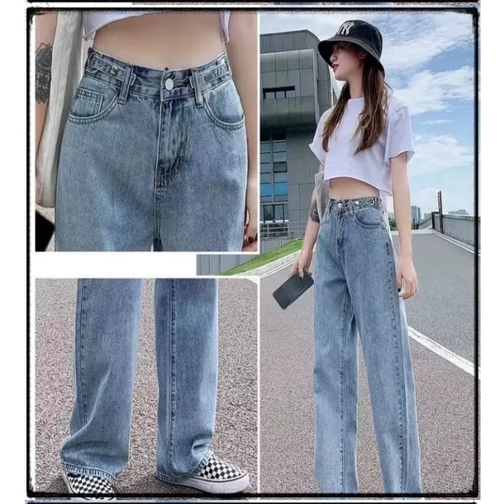 CELANA BOYFRIEND - CELANA LEVIS WANITA - CELANA JEANS WANITA - CELANA BOYFRIEND WANITA TERBARU - CELANA KULOT PANJANG WANITA - CELANA KULOT LOOSE - Celana jeans kulot Loose Bahan denim teb