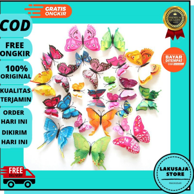 LAMPU KUPU-KUPU STICKER DEKORASI DINDING  KUPU-KUPU 3D LED butterfly led light lampu tidur Murah