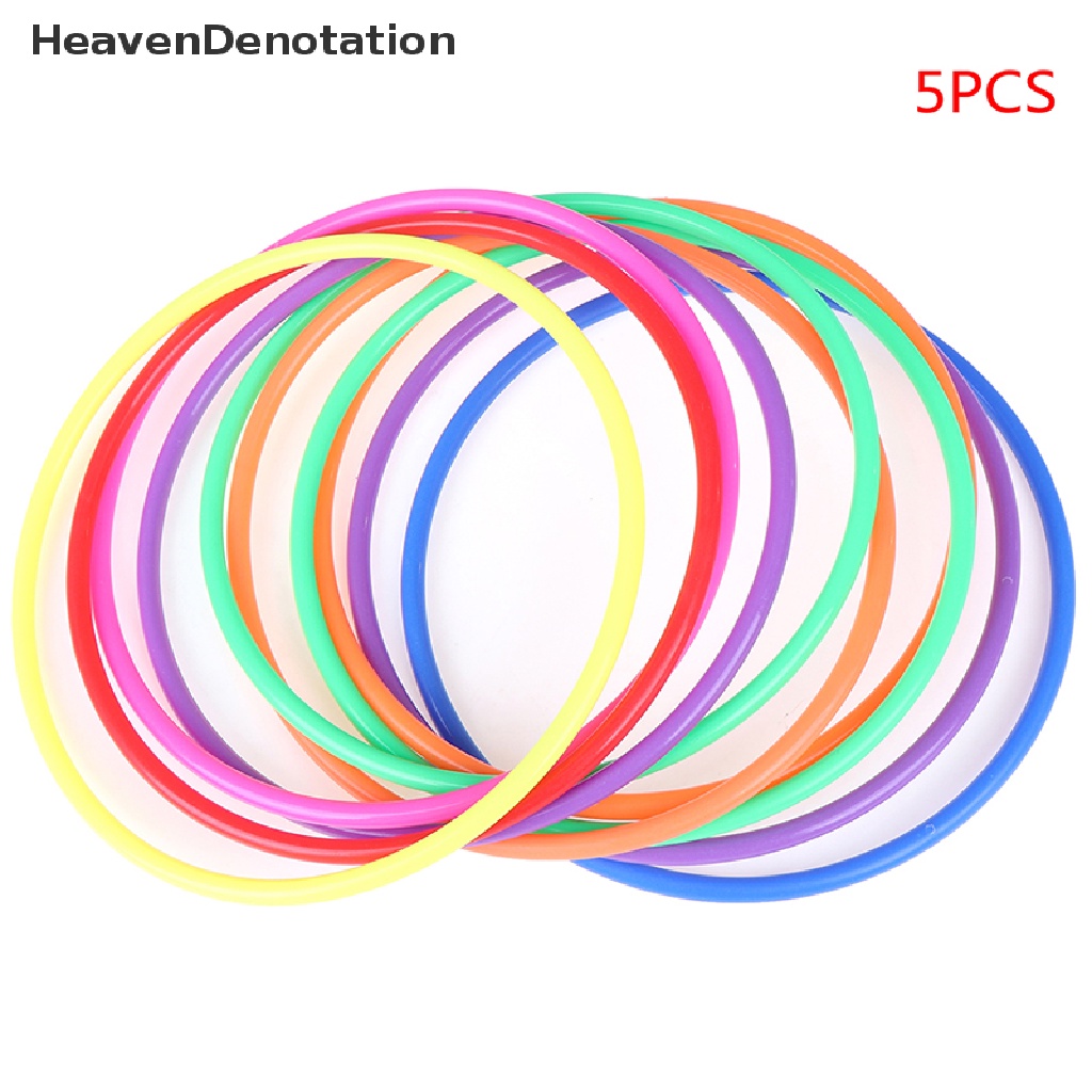 [HeavenDenotation] 5 Pcs 18CM Colorful Plastic Hoopla Ring Toss Circle Set Educational Toy for Kids