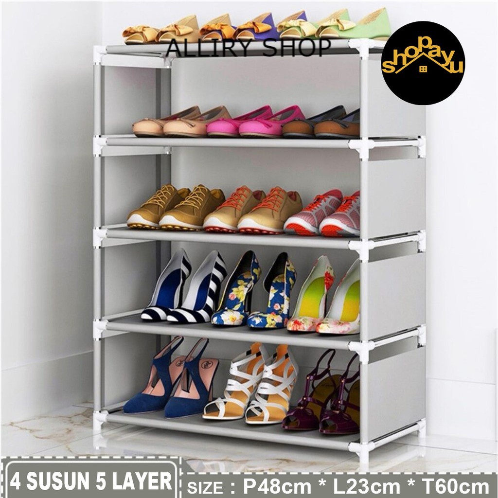 Rak sepatu polos Tempat sepatu kain portable Shoes rack Rak sendal Rak gantung murah rak plastik jum