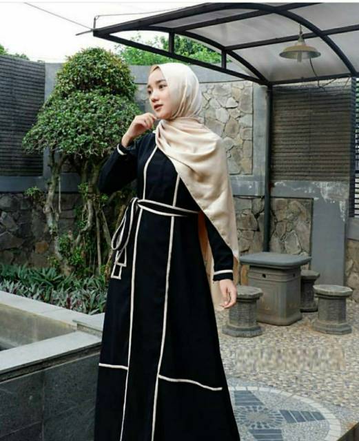 EXCLUSIVE ABAYA ASMAH BEST SELLER ABAYA HITAM BONUS SABUK