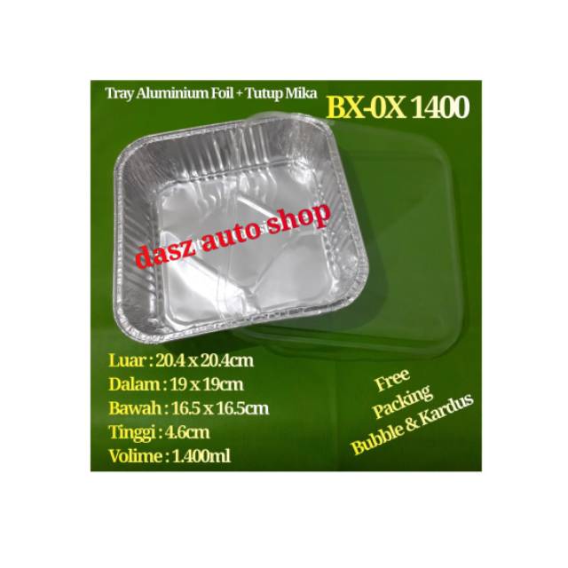 Tray alumunium foil BX-OX1400 + tutup mika