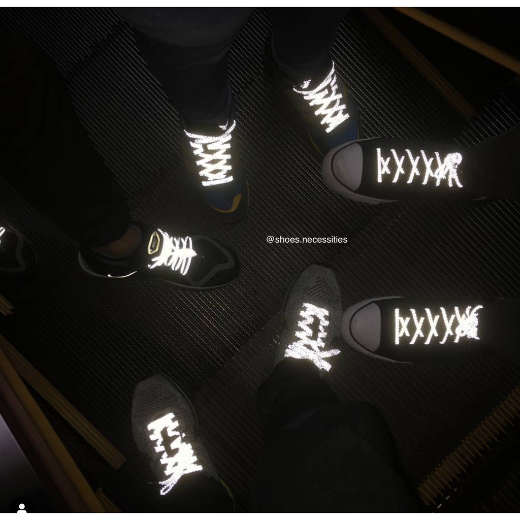 BLACK / REFLECTIVE FLAT - Tali Sepatu - Shoelaces - Laces 80CM / 100CM / 120CM