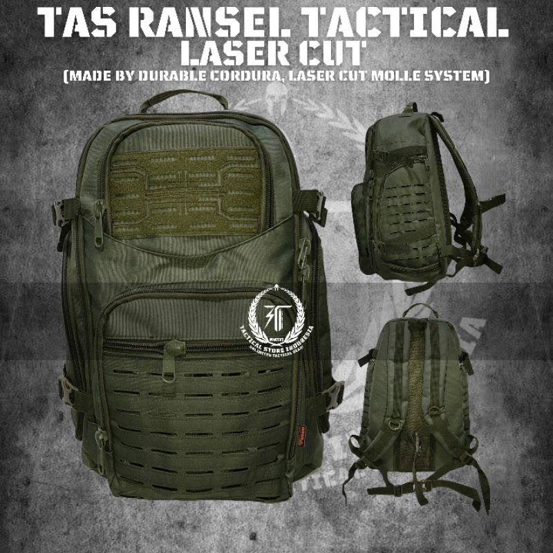 Tas Ransel Tactical Laser Cut - Hijau