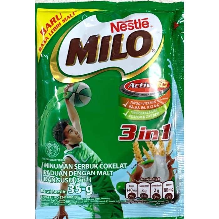 

fe20011vv Milo 3 In 1 - 35 Gr (1 Renceng Isi 10 Sachet) Xa201As