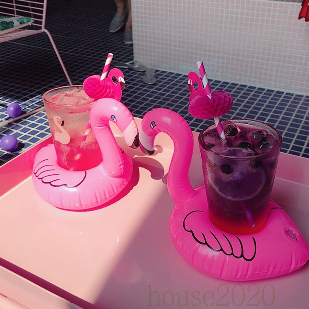 [house2020]Pink Pool Drinking Holder Inflatable Overwater Beach Party Toys for Kids Swimming Drink Stands for Cups Phone