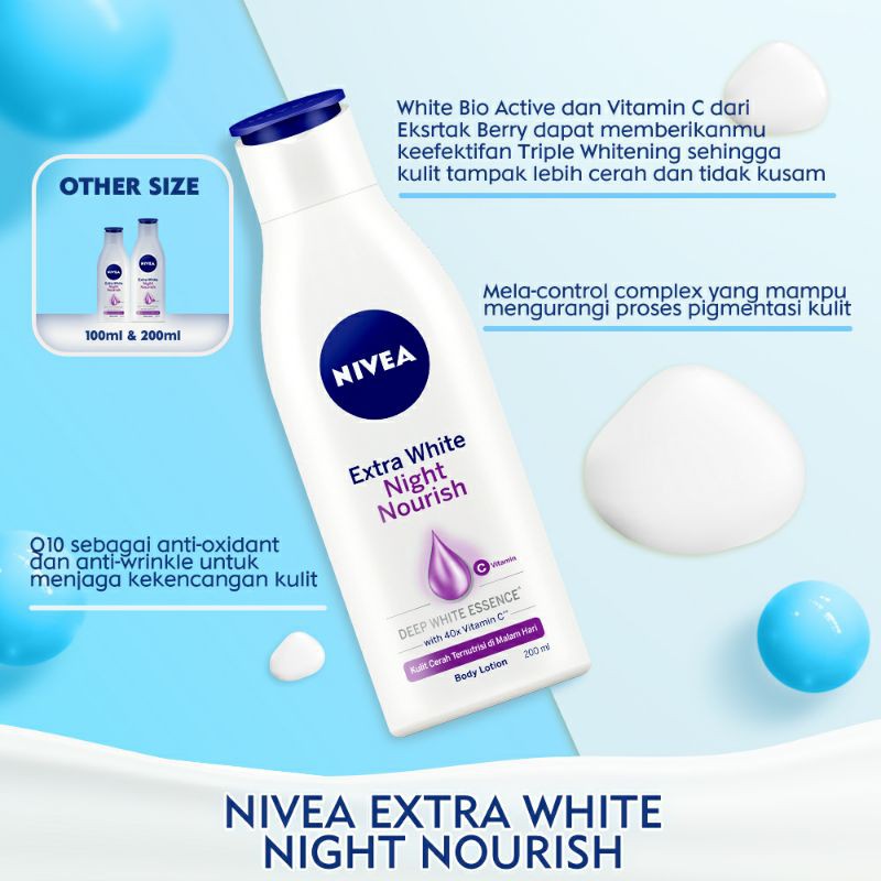 Nivea body lotion extra white night nourish