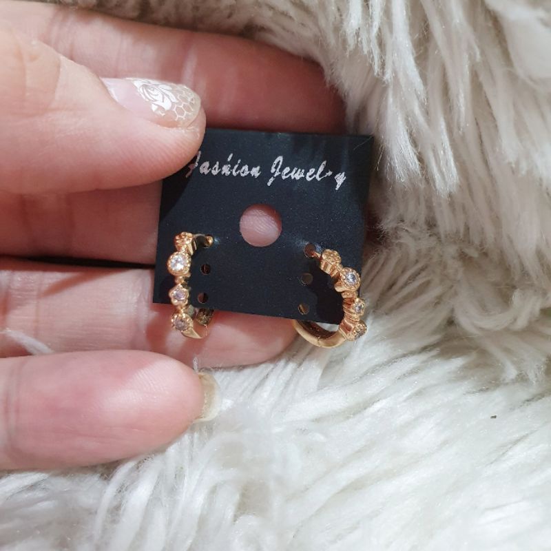 Anting Silver925 Perak Premium Quality Mata kilau Anti Karat anti alergi anting premium Model Hoops Platgold 0033