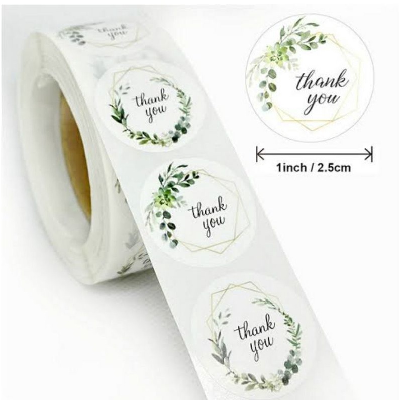 

Label Sticker Thank You Green Floral 100 pcs | Label Souvenir | Label Craft | Label Olshop