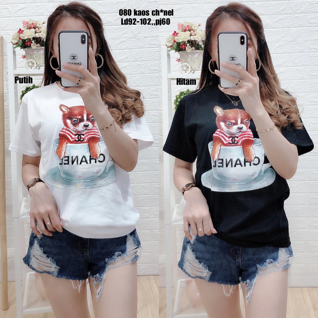 ATASAN KAOS WANITA IMPORT PREMIUM CHANEL KS080