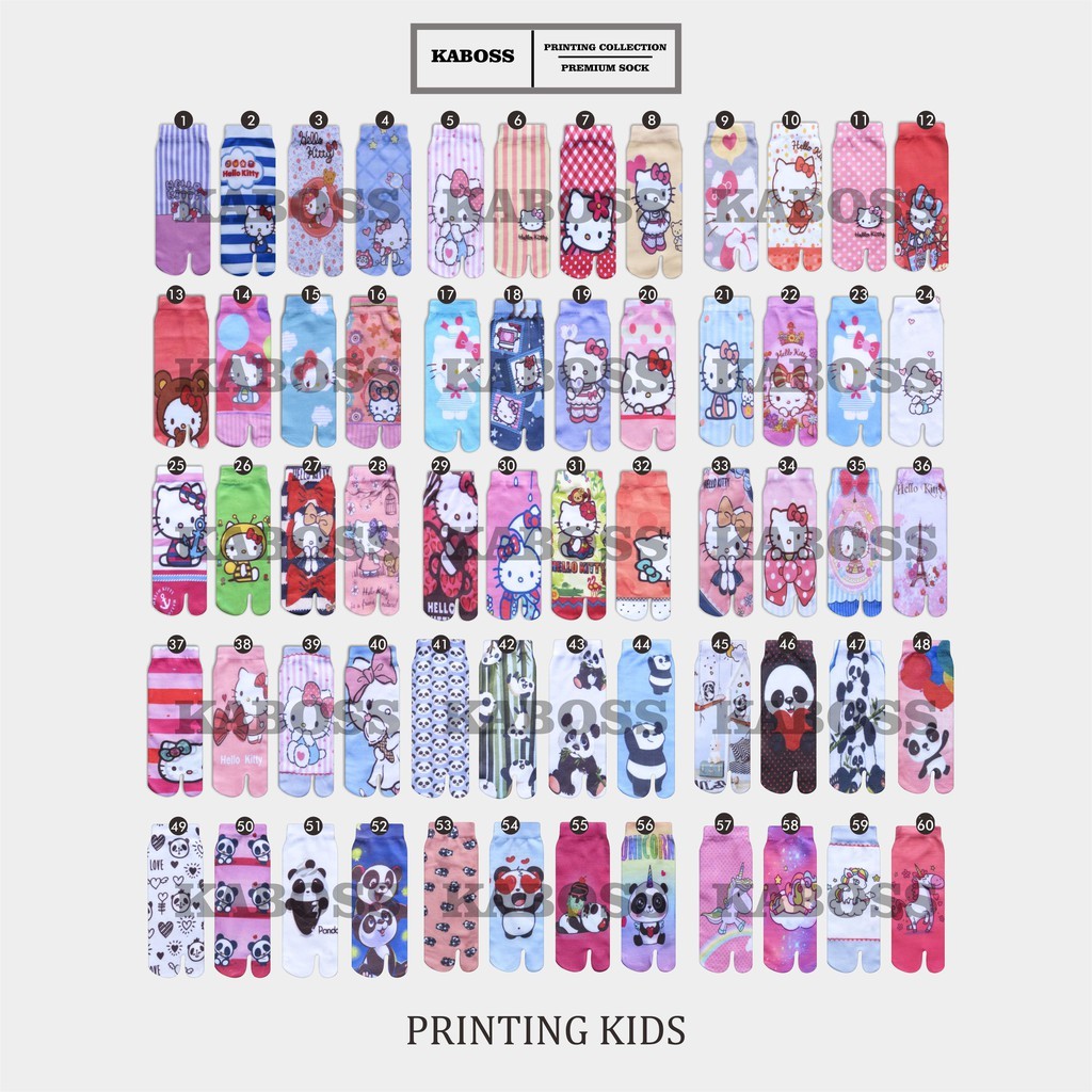 Kaboss Kaos Kaki Jempol Anak Printing Karakter Panda, Bear, Nylon Premium 3