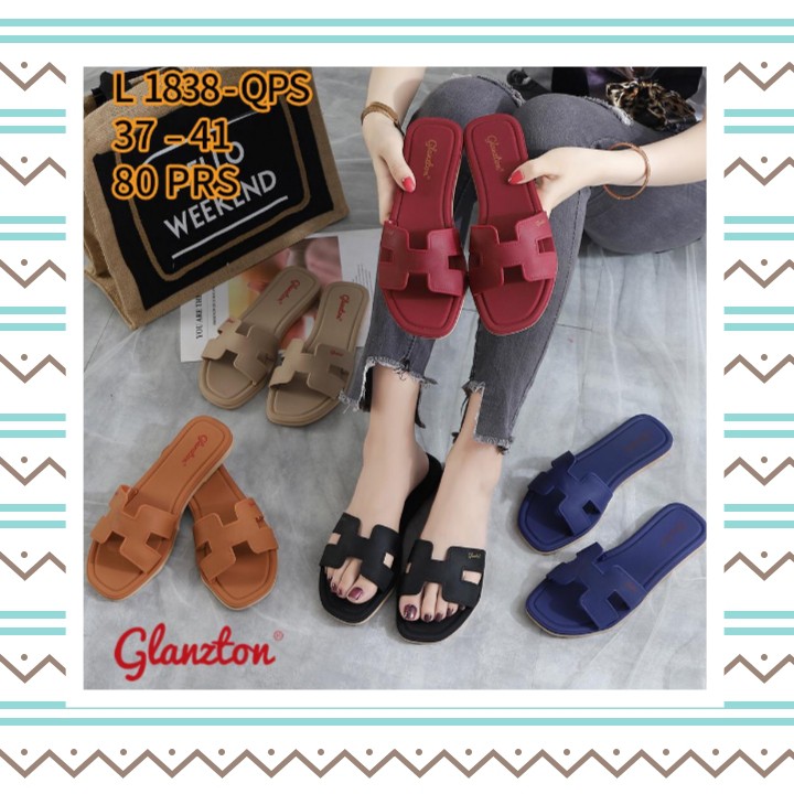 SANDAL SELOP WANITA IMPOR GLANZTON L-1838-QPS UK. 37-41